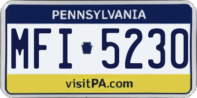 PA license plate MFI5230
