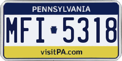 PA license plate MFI5318