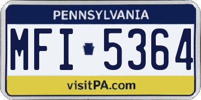 PA license plate MFI5364