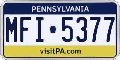 PA license plate MFI5377
