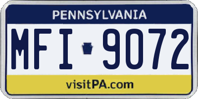 PA license plate MFI9072