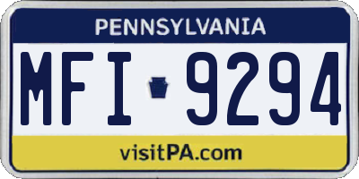 PA license plate MFI9294