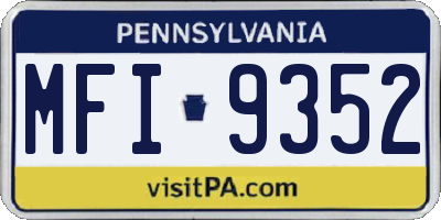 PA license plate MFI9352