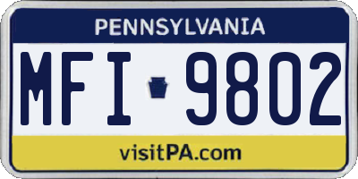 PA license plate MFI9802
