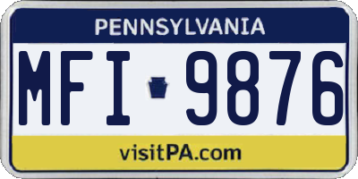 PA license plate MFI9876