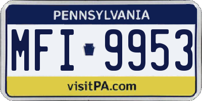 PA license plate MFI9953