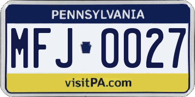 PA license plate MFJ0027