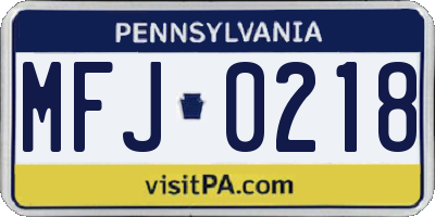 PA license plate MFJ0218