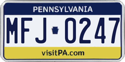 PA license plate MFJ0247