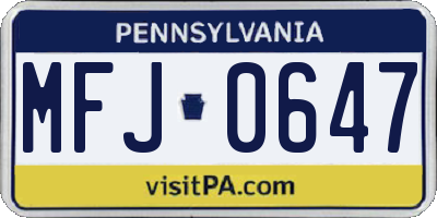 PA license plate MFJ0647