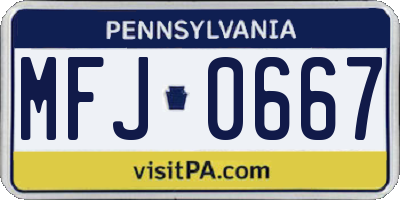 PA license plate MFJ0667