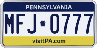 PA license plate MFJ0777