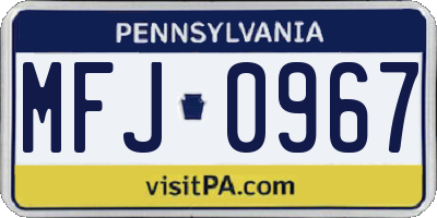 PA license plate MFJ0967