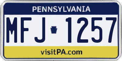 PA license plate MFJ1257