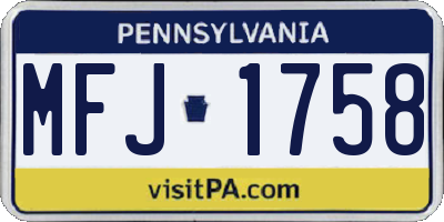 PA license plate MFJ1758