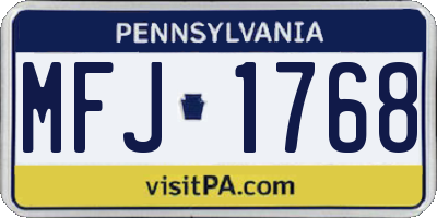 PA license plate MFJ1768