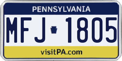 PA license plate MFJ1805