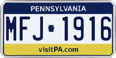 PA license plate MFJ1916