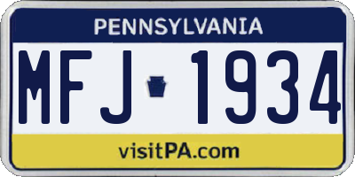 PA license plate MFJ1934