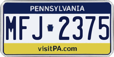 PA license plate MFJ2375