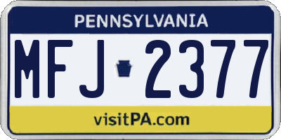 PA license plate MFJ2377