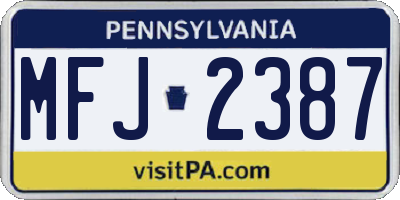 PA license plate MFJ2387