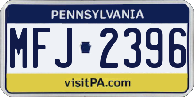 PA license plate MFJ2396
