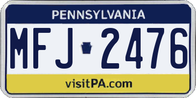 PA license plate MFJ2476