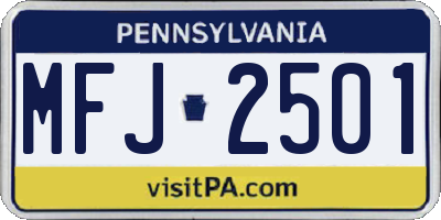 PA license plate MFJ2501