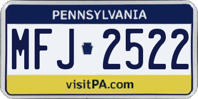 PA license plate MFJ2522