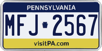 PA license plate MFJ2567