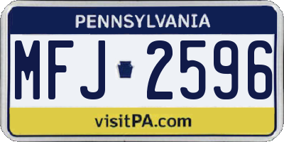 PA license plate MFJ2596