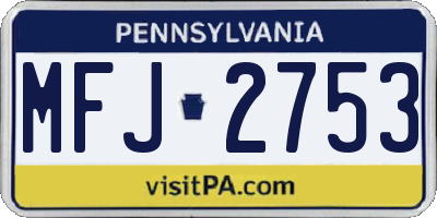 PA license plate MFJ2753
