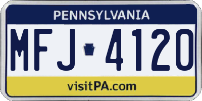 PA license plate MFJ4120