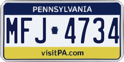 PA license plate MFJ4734