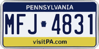 PA license plate MFJ4831