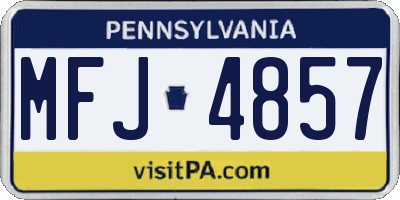 PA license plate MFJ4857