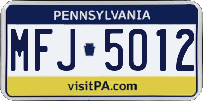 PA license plate MFJ5012