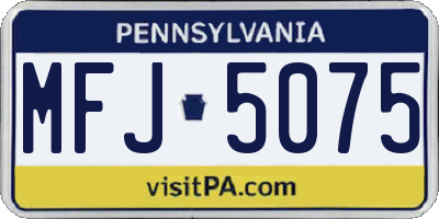 PA license plate MFJ5075