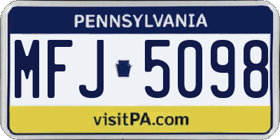 PA license plate MFJ5098