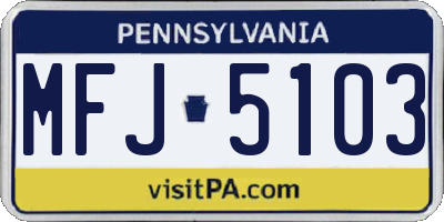 PA license plate MFJ5103