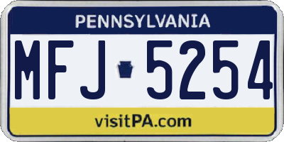 PA license plate MFJ5254