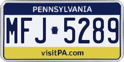 PA license plate MFJ5289