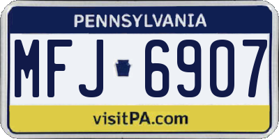 PA license plate MFJ6907