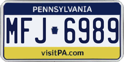 PA license plate MFJ6989