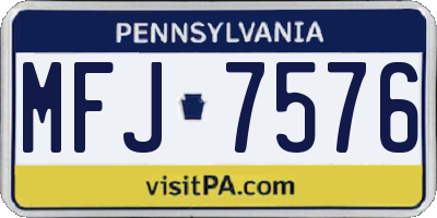PA license plate MFJ7576