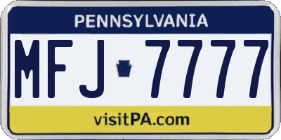 PA license plate MFJ7777