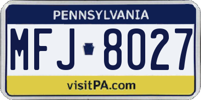 PA license plate MFJ8027