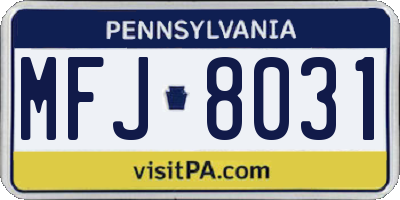 PA license plate MFJ8031