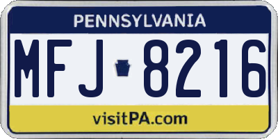 PA license plate MFJ8216